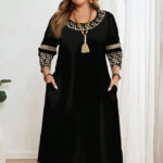 Comfortable Round Neck Fashion Elegant Contrast Color Short Sleeve Dress - Image 5