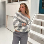 Loose Striped Pullover Sweater Fashion Versatile Long-sleeved Knitted Tops For Women Clothing - Image 4