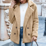 Loose Lapel Fluffy Coat Winter Button Jacket Cardigan Outwear For Women Clothing - Image 2