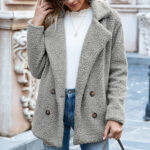 Loose Lapel Fluffy Coat Winter Button Jacket Cardigan Outwear For Women Clothing - Image 9