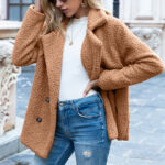 Loose Lapel Fluffy Coat Winter Button Jacket Cardigan Outwear For Women Clothing - Image 6