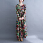 Literary Plus Size Printed Long Sleeve Dress - Image 2