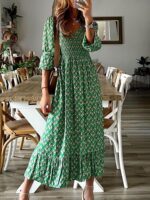 Women's Printed Short-sleeved Corset Long Plus Size Dress - Image 6