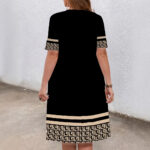 Comfortable Round Neck Fashion Elegant Contrast Color Short Sleeve Dress - Image 4