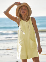 Women Sleeveless Shorts Jumpsuit With Pockets Fashion Beach Pants Summer Clothing - Image 9