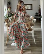 Women's Printed Short-sleeved Corset Long Plus Size Dress - Image 5