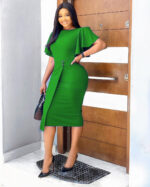 Feifei sleeve plus size round neck dress - Image 2