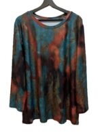 Self-pick-up Women's Plus Size Soft Round Neck Long Sleeve Top Casual Tie-Dye T-Shirt Only Self-pickup Is Supported - Image 2