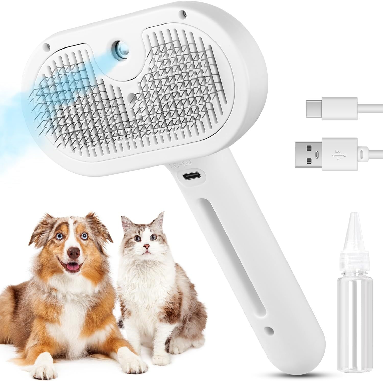 64dd5f19-e157-436f-9e53-3b00dcb96770.jpg 3 In 1 Pet Steam Brush – Cat & Dog Grooming Spray Comb - Image 1