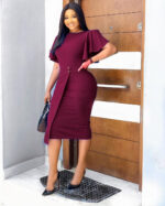 Feifei sleeve plus size round neck dress - Image 7