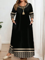 Comfortable Round Neck Fashion Elegant Contrast Color Short Sleeve Dress - Image 6