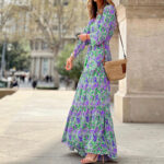 Women's Printed Short-sleeved Corset Long Plus Size Dress