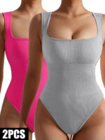 2 Pack Womens, One Piece Jumpsuits For Women, Ribbed Workout Tops For Women Clothing, Seamless Tank Tops Rompers - Image 10