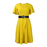 Women's Clothes Flared Sleeves Solid Color Plus Size Dress - Image 6
