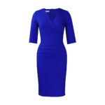 V-neck Temperament Sheath Plus Size Solid Color Dress - Image 3