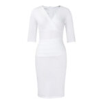 V-neck Temperament Sheath Plus Size Solid Color Dress - Image 5