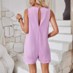 Women Sleeveless Shorts Jumpsuit With Pockets Fashion Beach Pants Summer Clothing - Image 3