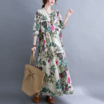 Literary Plus Size Printed Long Sleeve Dress - Image 5