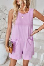 Women Sleeveless Shorts Jumpsuit With Pockets Fashion Beach Pants Summer Clothing - Image 10