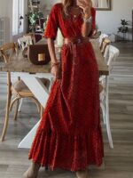 Women's Printed Short-sleeved Corset Long Plus Size Dress - Image 4