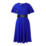 Women's Clothes Flared Sleeves Solid Color Plus Size Dress - Image 8