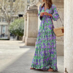 Women's Printed Short-sleeved Corset Long Plus Size Dress - Image 2