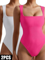 2 Pack Womens, One Piece Jumpsuits For Women, Ribbed Workout Tops For Women Clothing, Seamless Tank Tops Rompers - Image 2