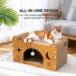 Star & Moon Cutout Cat Scratcher Couch, 56cm Size, With Teaser Ball, For Large & Multi-Cat Households - Image 2