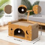 Star & Moon Cutout Cat Scratcher Couch, 56cm Size, With Teaser Ball, For Large & Multi-Cat Households - Image 5