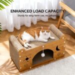 Star & Moon Cutout Cat Scratcher Couch, 56cm Size, With Teaser Ball, For Large & Multi-Cat Households - Image 6